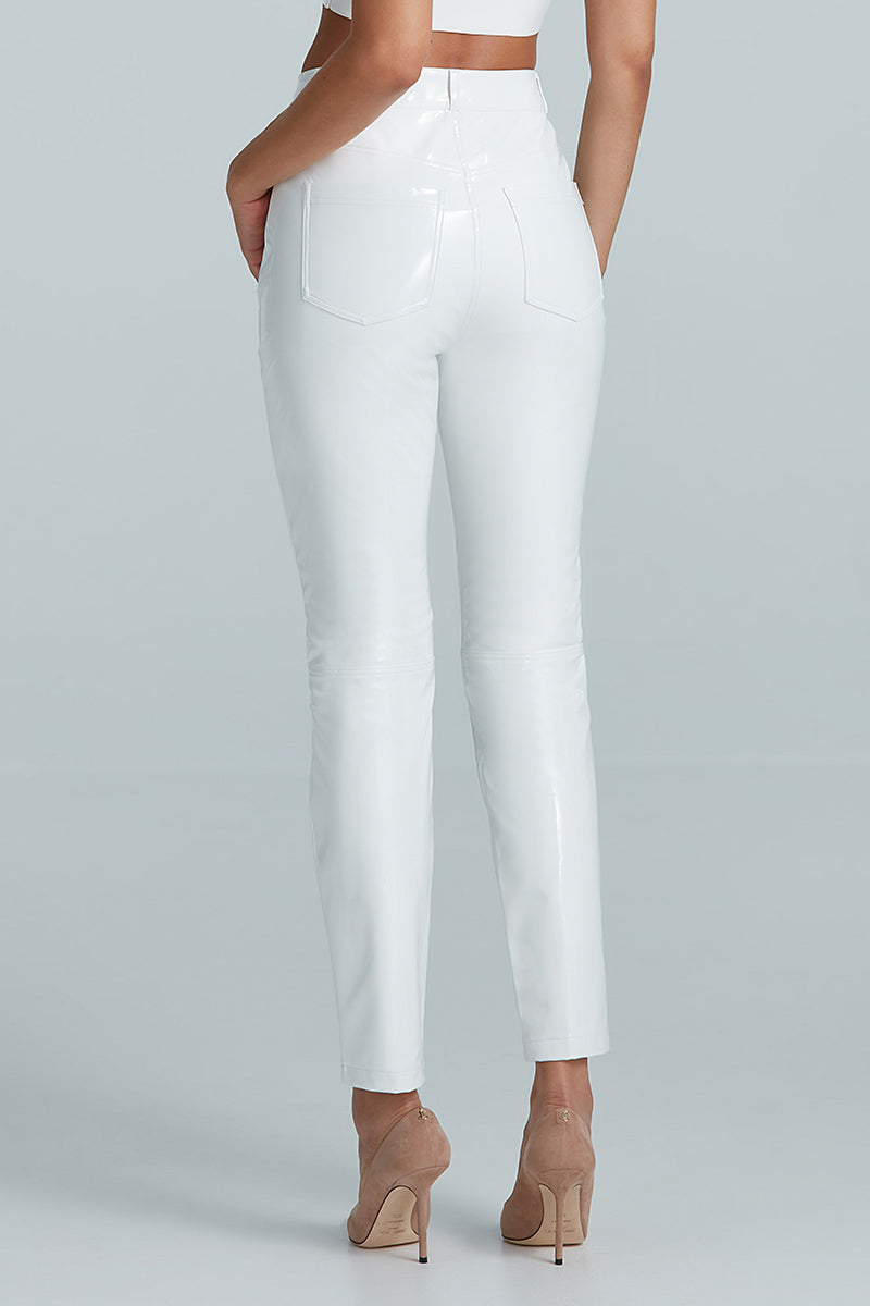 Commando Faux Patent Leather Five Pocket Pant - White - source image 58862