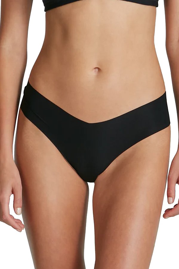 Commando Invisible Rib One Size Thong - Black - source image 64385