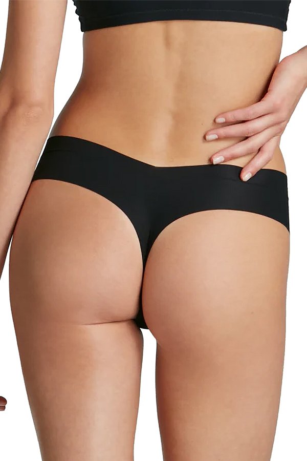 Commando Invisible Rib One Size Thong - Black - source image 64386