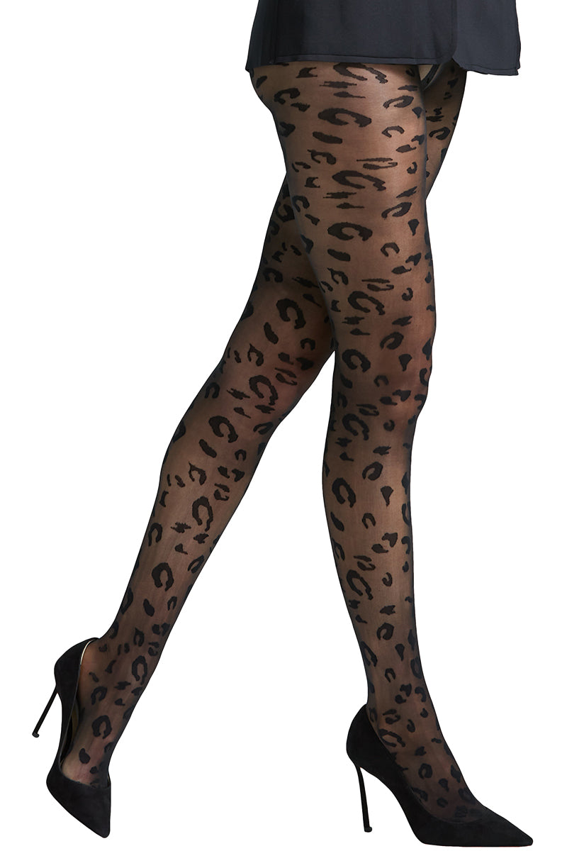 Commando Leopard Sheer Tights - Black - source image 57022