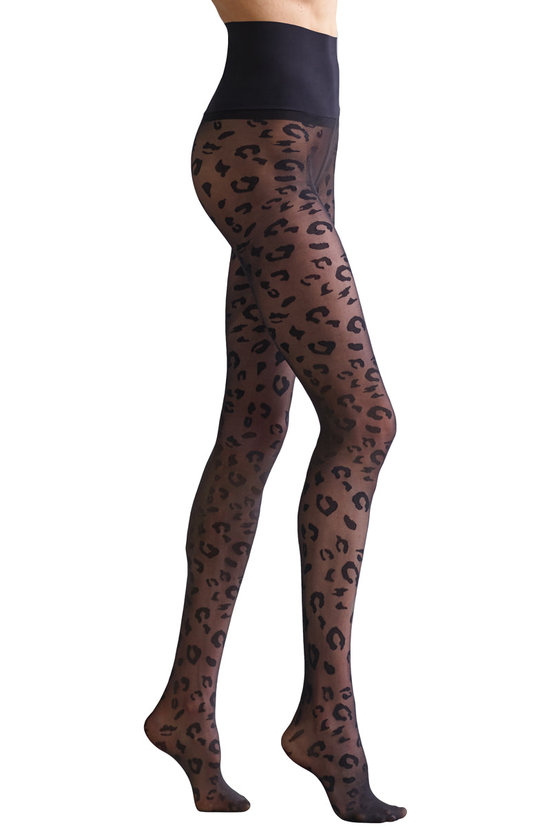 Commando Leopard Sheer Tights - Black - source image 57023