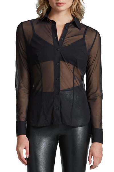 Commando Mesh Button Down Shirt - Black - source image 64268