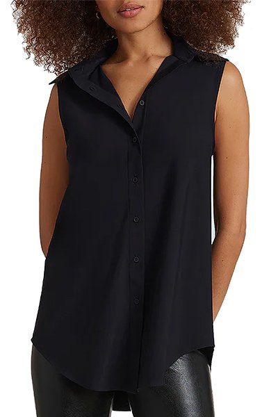 Commando Sleeveless Oversize Button Shirt - Black - source image 64957