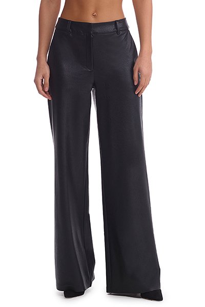 Commando Women's Faux Leather Wide Leg Trousers - Black - source image 59426