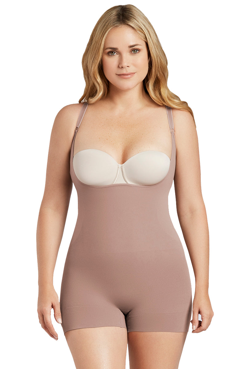 Curveez Second Skin Seamless Hip-Hugger Bodysuit - Cocoa - source image 39360