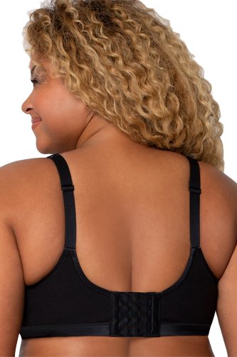 Curvy Couture Cotton Luxe Front & Back Close Wire Free Bra - Black - source image 42472