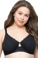 Curvy Couture Cotton Luxe Unlined Underwire Bra - Black - source image 37282