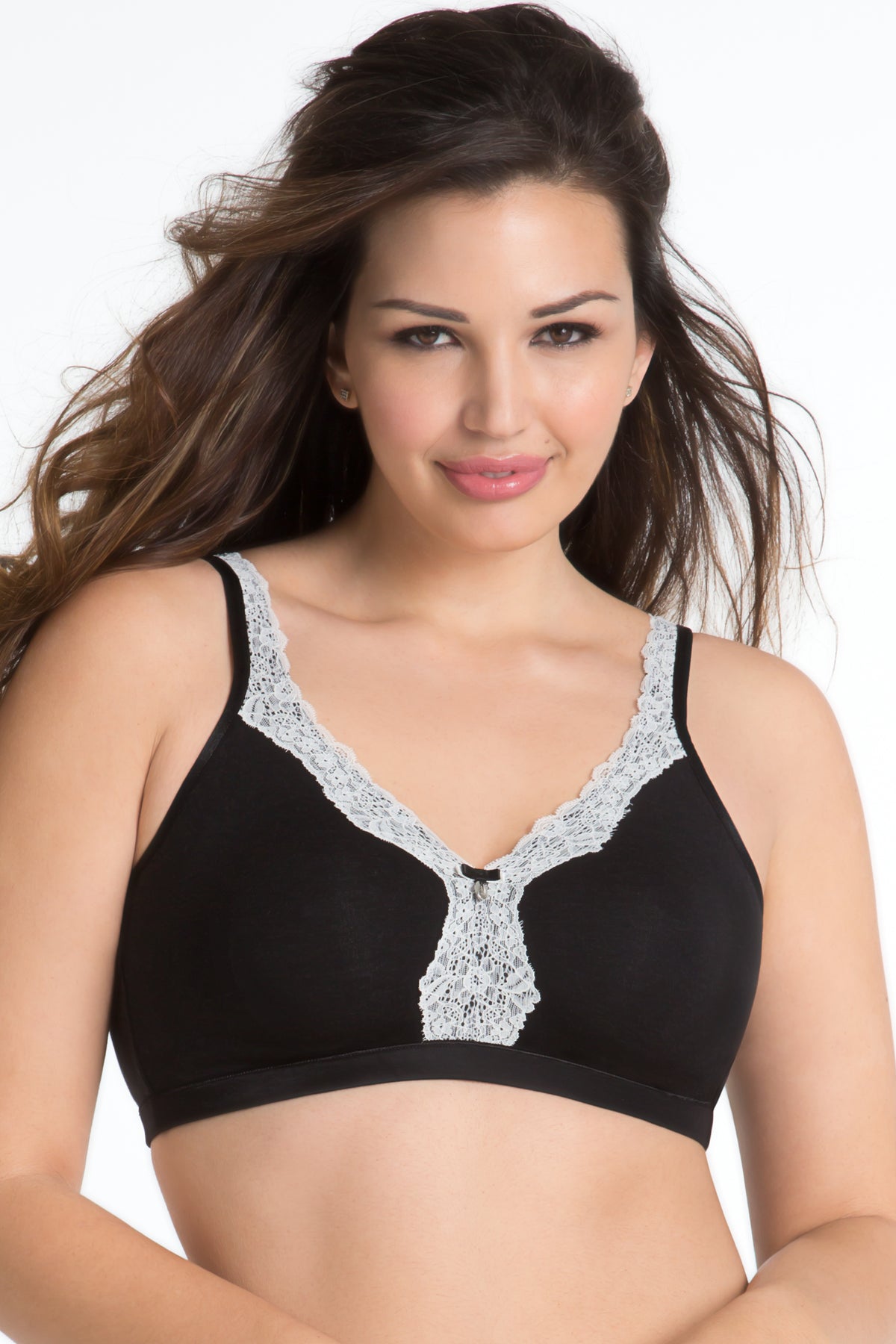 Curvy Couture Cotton Luxe Unlined Wireless Bra - Black - source image 15617