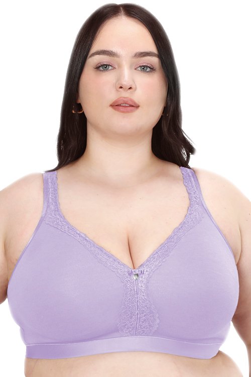 Curvy Couture Cotton Luxe Unlined Wireless Bra - Lavender Mist - source image 57690