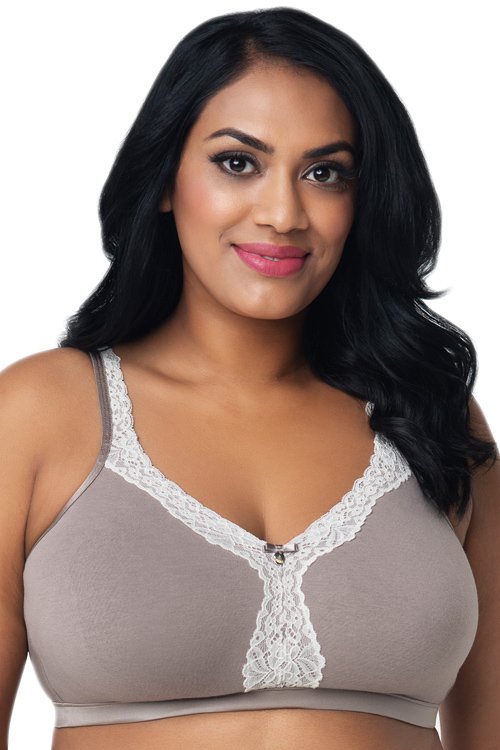 Curvy Couture Cotton Luxe Unlined Wireless Bra - Mauve Grey - source image 15618