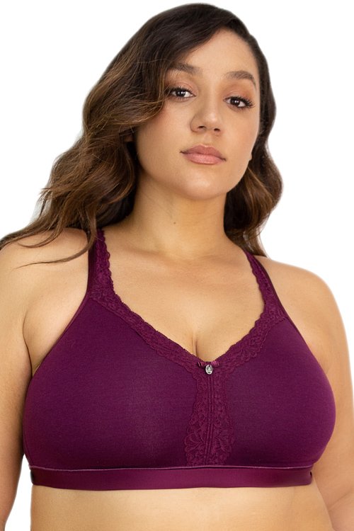 Curvy Couture Cotton Luxe Unlined Wireless Bra - Purple Velvet - source image 57597