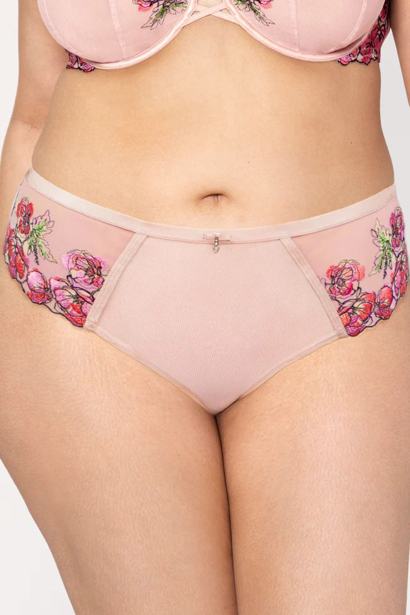 Curvy Couture Lush Embroidery Strappy Back Brief - Blushing Rose - source image 71735