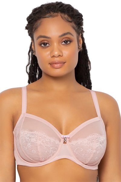 Curvy Couture Luxe Lace Underwire Bra - Blushing Rose - source image 42513