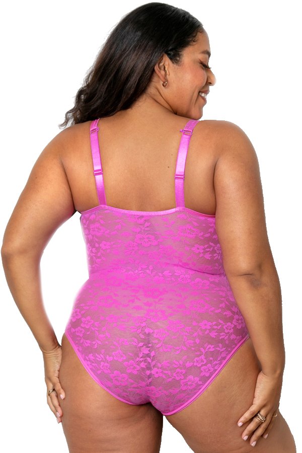 Curvy Couture No Show Lace Bodysuit - Flirt - source image 61067