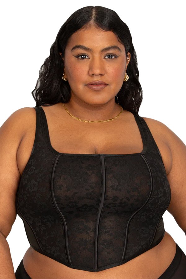 Curvy Couture No Show Lace Corset Bra Top