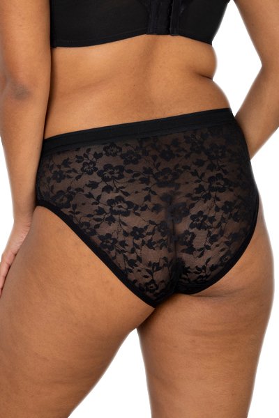 Curvy Couture No-Show Lace High Cut Brief - Black Hue - source image 59874