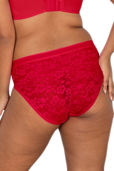 Curvy Couture No-Show Lace High Cut Brief - Diva Red - source image 59878