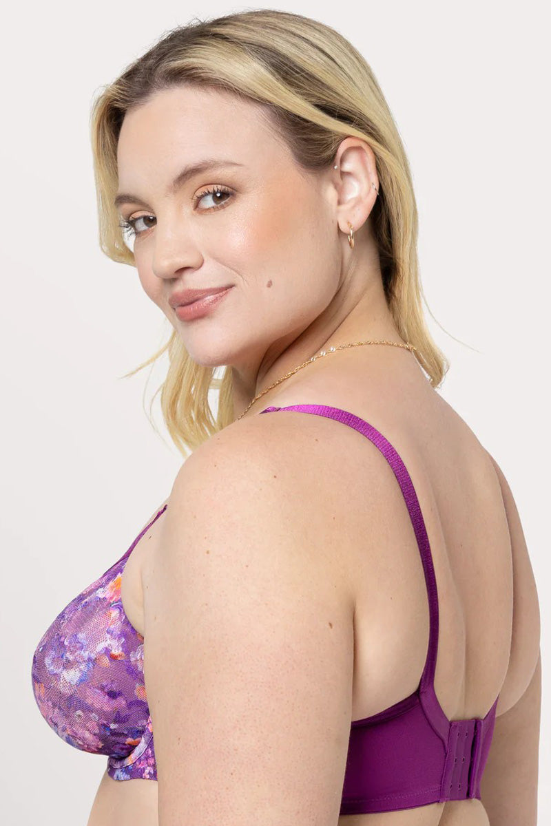 Curvy Couture No-Show Printed Lace Unlined Bra - Enchanted Twilight - source image 71772