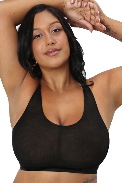 Curvy Couture Sheer Mesh Bralette - Black Hue - source image 57405
