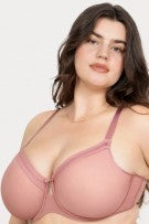 Curvy Couture Sheer Mesh Full Coverage Unlined Underwire Bra - Wisteria - source image 71777