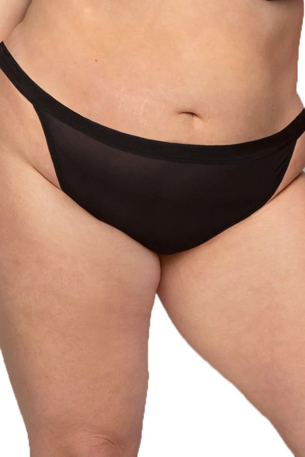 Curvy Couture Sheer Mesh G-String - Black Hue - source image 57414