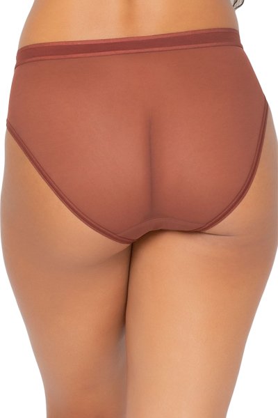 Curvy Couture Sheer Mesh Hipster - Chocolat - source image 42504