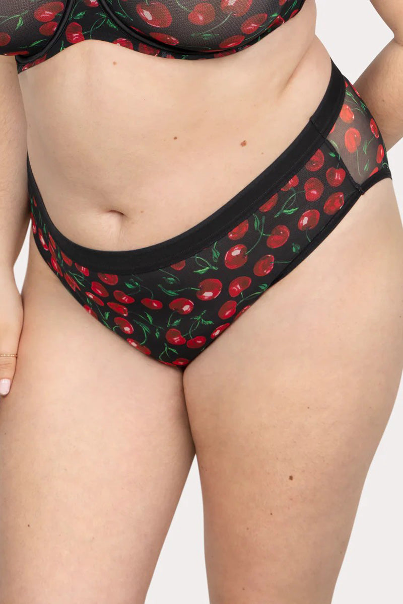 Curvy Couture Sheer Mesh Hipster - Cherry Pop - source image 71757