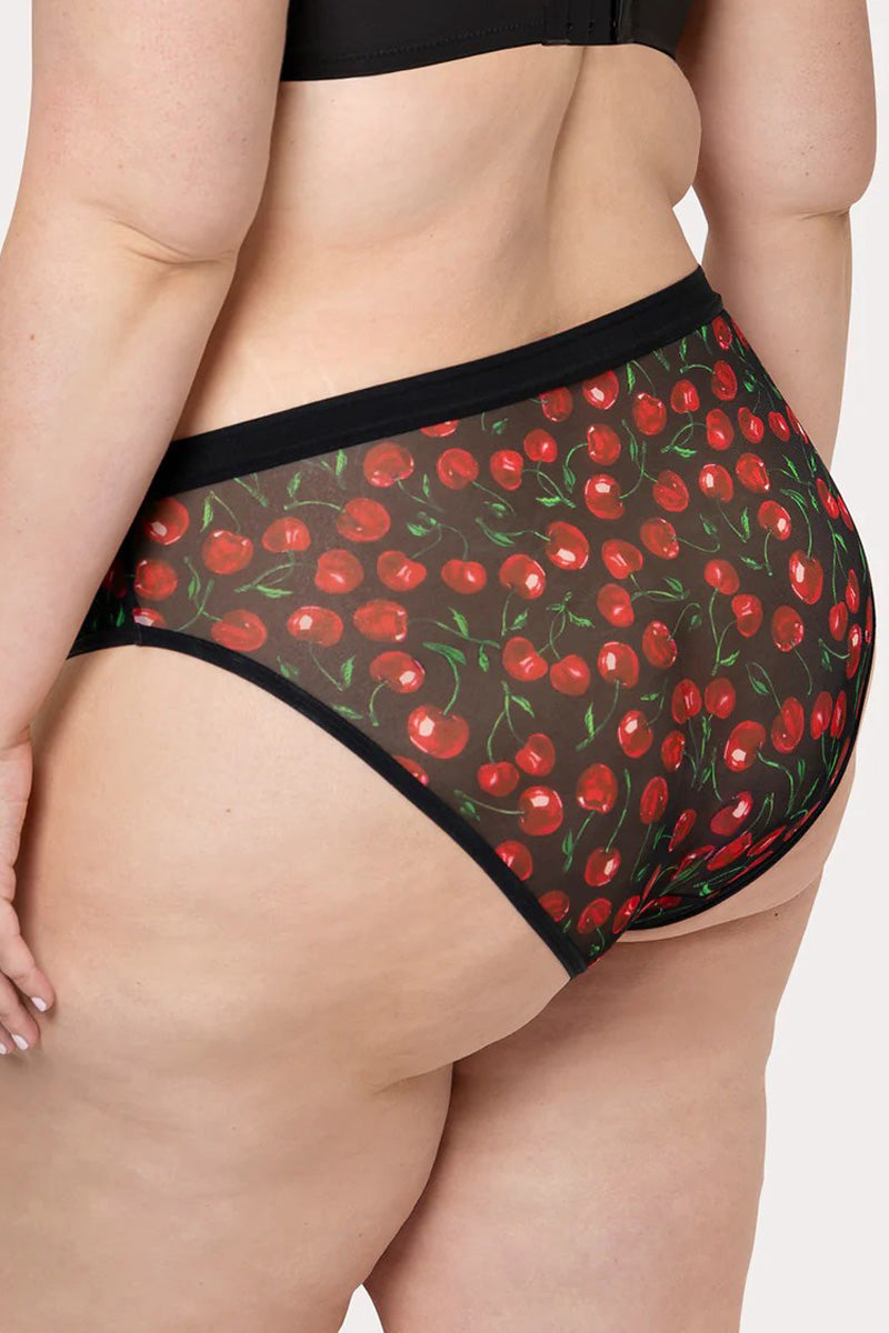 Curvy Couture Sheer Mesh Hipster - Cherry Pop - source image 71758