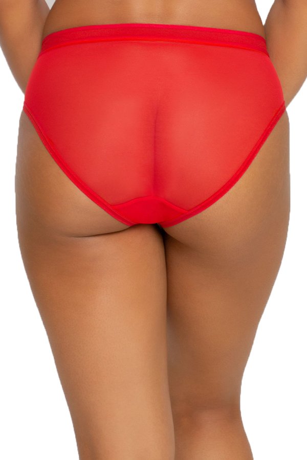 Curvy Couture Sheer Mesh Hipster - Diva Red - source image 57576