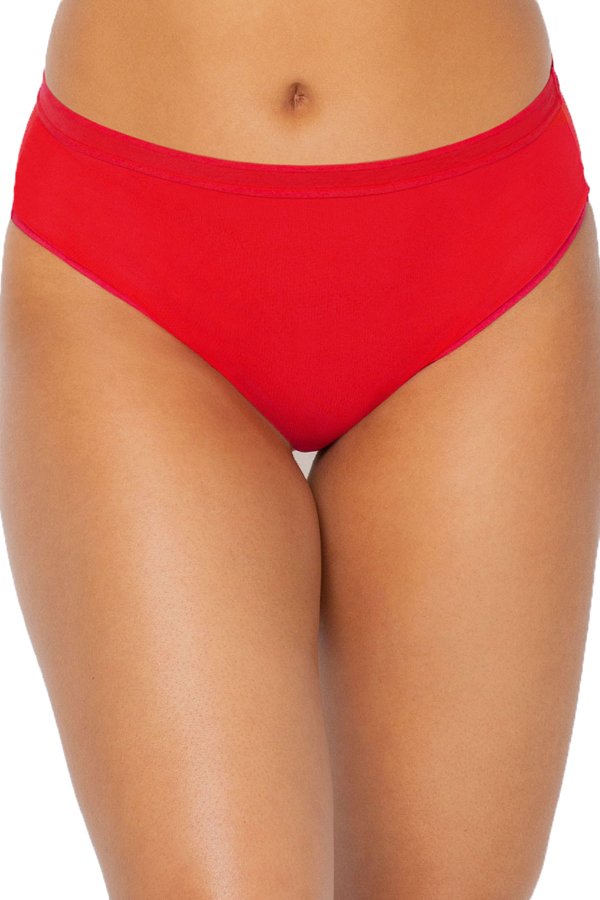 Curvy Couture Sheer Mesh Hipster - Diva Red - source image 57577
