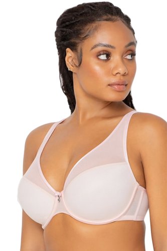 Curvy Couture Sheer Mesh Push Up Bra - Blushing Rose - source image 42483