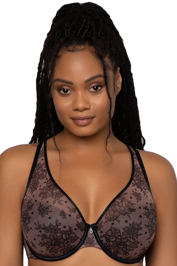 Curvy Couture Sheer Mesh Push Up Bra - Chantilly - source image 57599