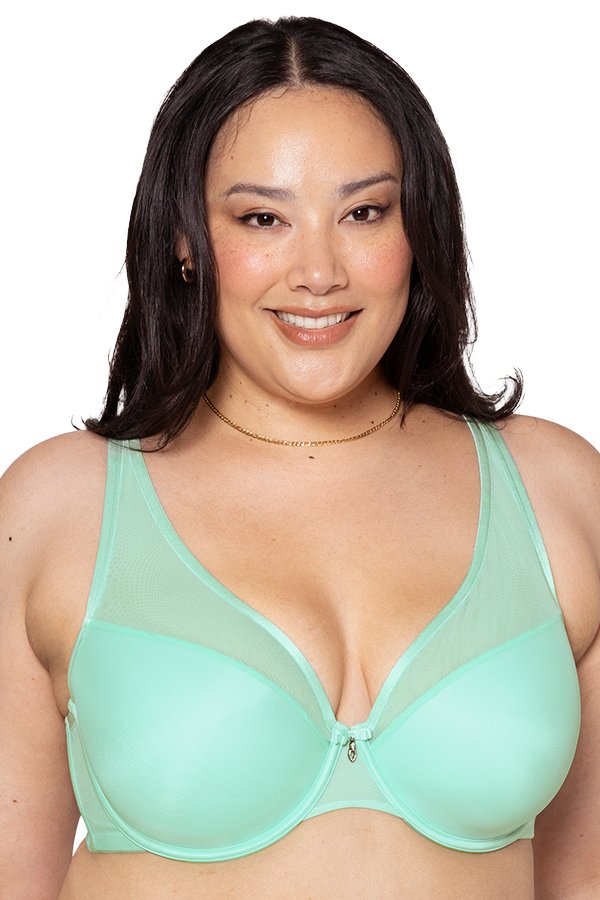 Curvy Couture Sheer Mesh Push Up Bra - Mint Chip - source image 70561
