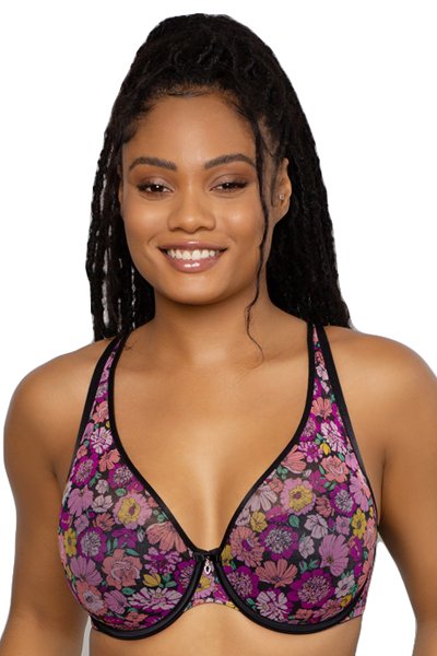 Curvy Couture Sheer Mesh Push Up Bra - Retro Roses - source image 57603