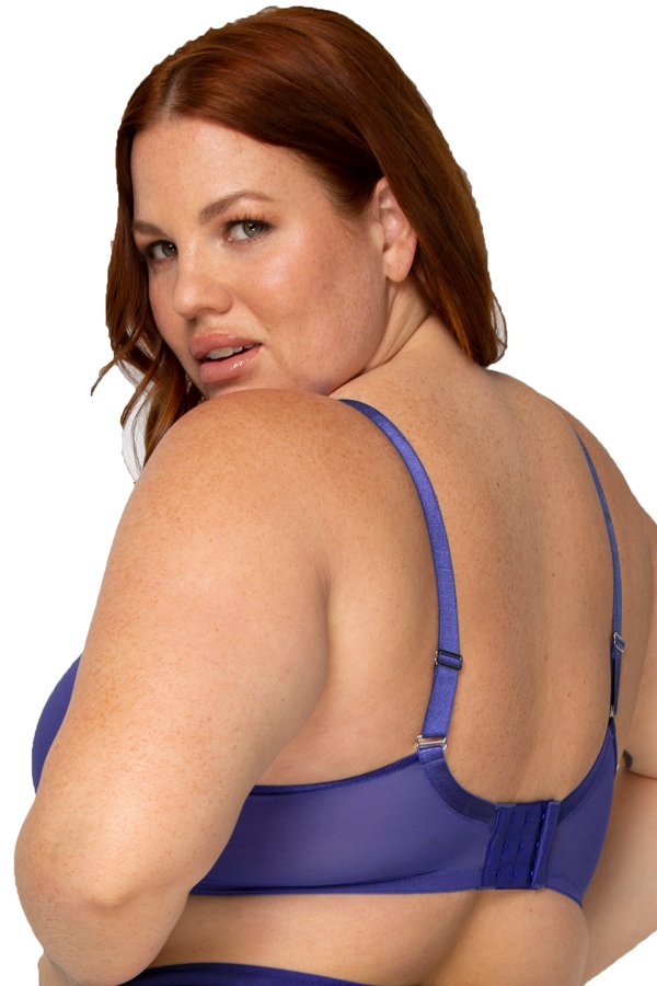 Curvy Couture Sheer Mesh Unlined Bra - Cosmic Blue - source image 57561