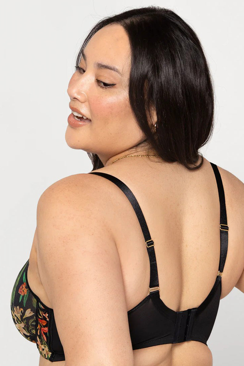 Curvy Couture Sheer Mesh Unlined Bra - Dragonfly Garden - source image 71748