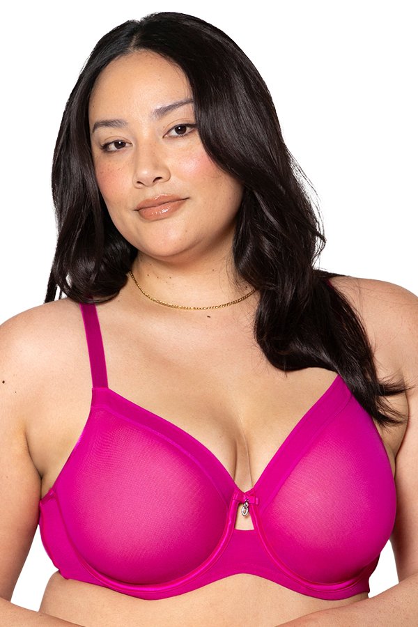 Curvy Couture Sheer Mesh Unlined Bra - Glamberry - source image 70306