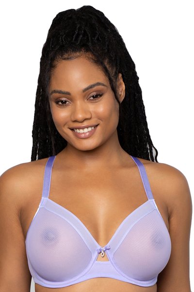Curvy Couture Sheer Mesh Unlined Bra - Lavender Mist - source image 57629