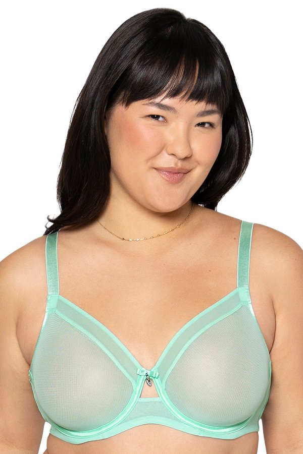 Curvy Couture Sheer Mesh Unlined Bra - Mint Chip - source image 70563