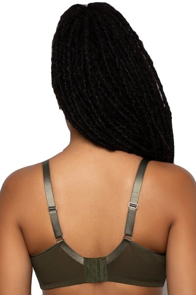 Curvy Couture Sheer Mesh Unlined Bra - Olive Waves - source image 57632