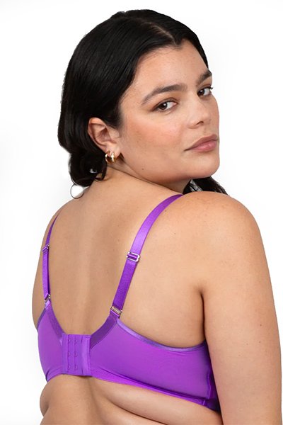 Curvy Couture Sheer Mesh Unlined Bra - Purple Passion - source image 66702