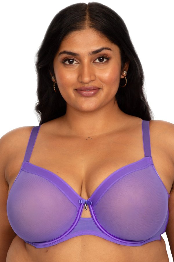 Curvy Couture Sheer Mesh Unlined Bra - Violet - source image 61072
