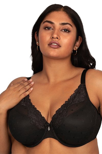 Curvy Couture Sheer Whisper T-Shirt Bra - Onyx - source image 66243