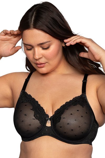 Curvy Couture Sheer Whisper Unlined Underwire - Onyx - source image 66237