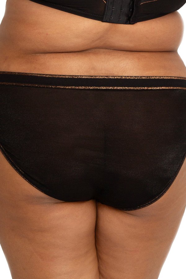 Curvy Couture Shimmer High Cut Brief - Black Hue - source image 61055