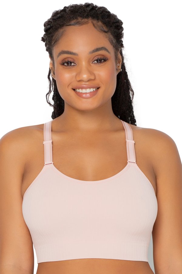 Curvy Couture Smooth Seamless Comfort Wireless Longline Bra - Blushing Rose - source image 57759