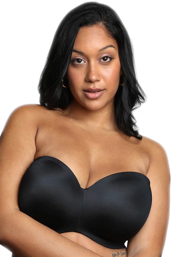 Curvy Couture Smooth Strapless Multi-Way Bra - Black Hue - source image 37286