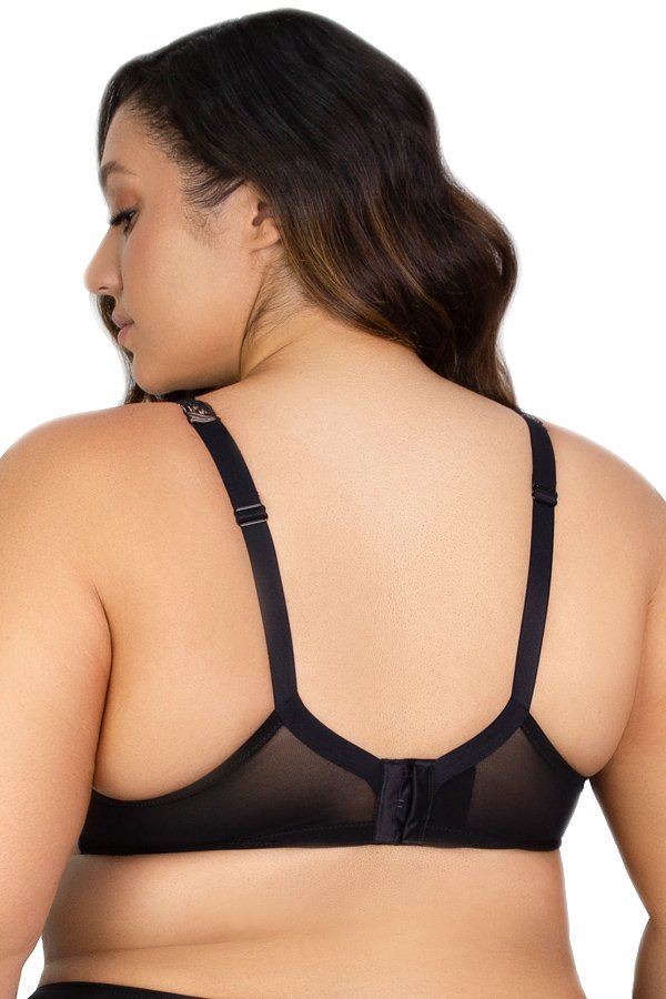 Curvy Couture Tulip Lace Push Up Bra - Black - source image 37253