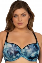 Curvy Couture Tulip Smooth T-Shirt Bra - Floral Wash w/ Black - source image 57588