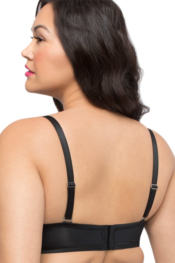 Curvy Couture Tulip Strappy Lace Push Up Bra - Black Adobe Rose - source image 37511